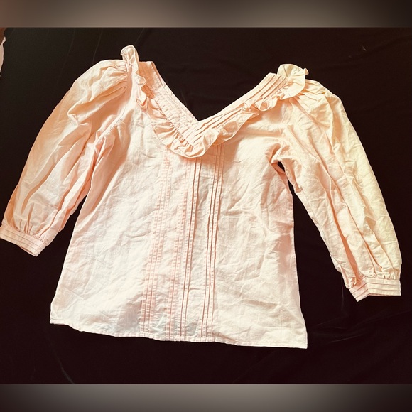 Miss O by Oscar de la Renta Vintage Peasant V-Neck Top - Picture 1 of 11